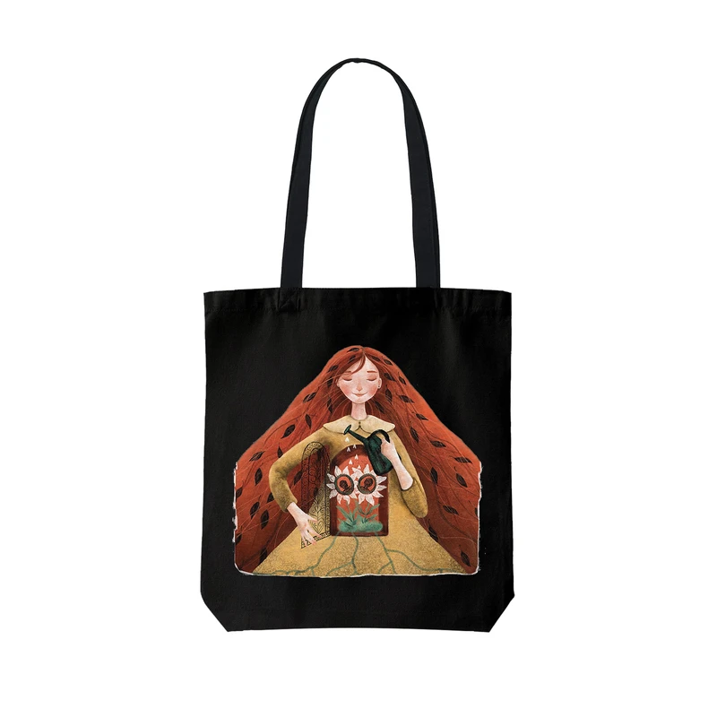 ساک خرید ترمه طراحان ایده مدل دختر آفتابگردان کد trm219 - L