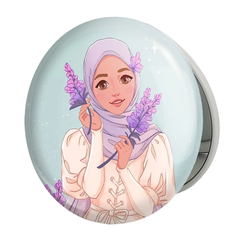 آینه جیبی خندالو طرح دخترانه باحجاب مدل تاشو کد 26002 