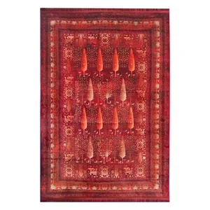 فرش ماشینی 1200 شانه زمینه لاکی حاشیه لاکی مدل 1027