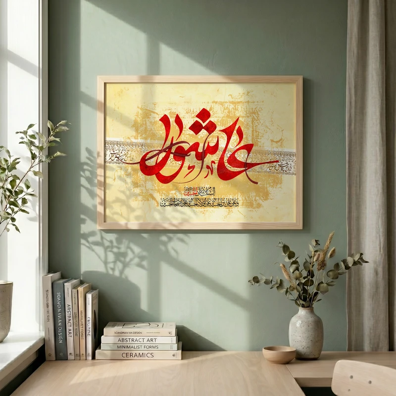 تابلو طرح عاشورا مدل G14464 فریم کرم روشن