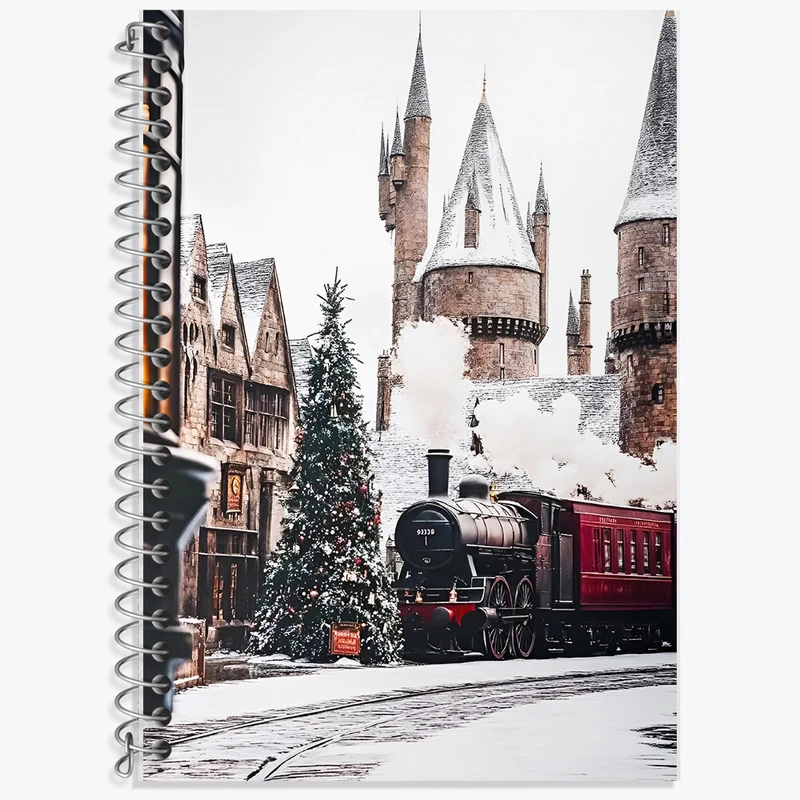 دفتر زبان 50 برگ خندالو مدل سه خط طرح قطار شهر برفی کد F7354