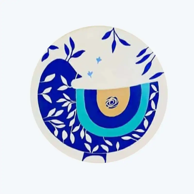 بشقاب دیوارکوب سفالی طرح چشم نظرمجموعه 5عددی