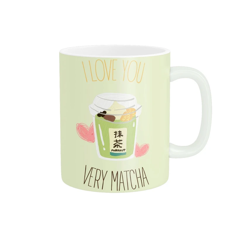 ماگ پاد آفرین مدل طرح چای ماچا فانتزی کیوت سرامیکی کد 479