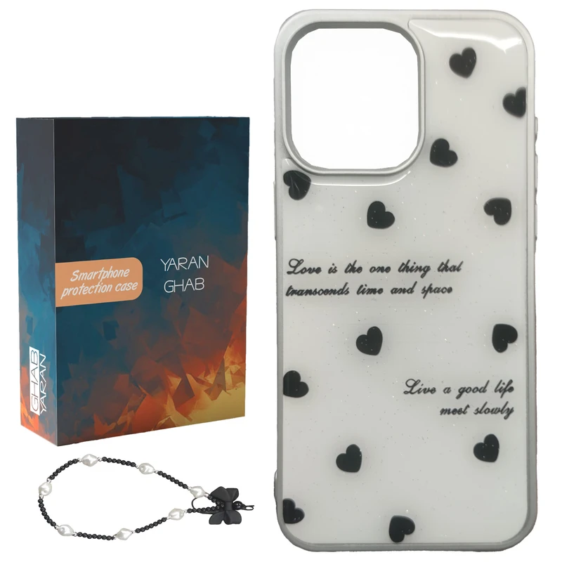 کاور قاب یاران مدل قلب مناسب برای گوشی موبایل اپل iPhone 15 Pro Max به همراه بنداویز