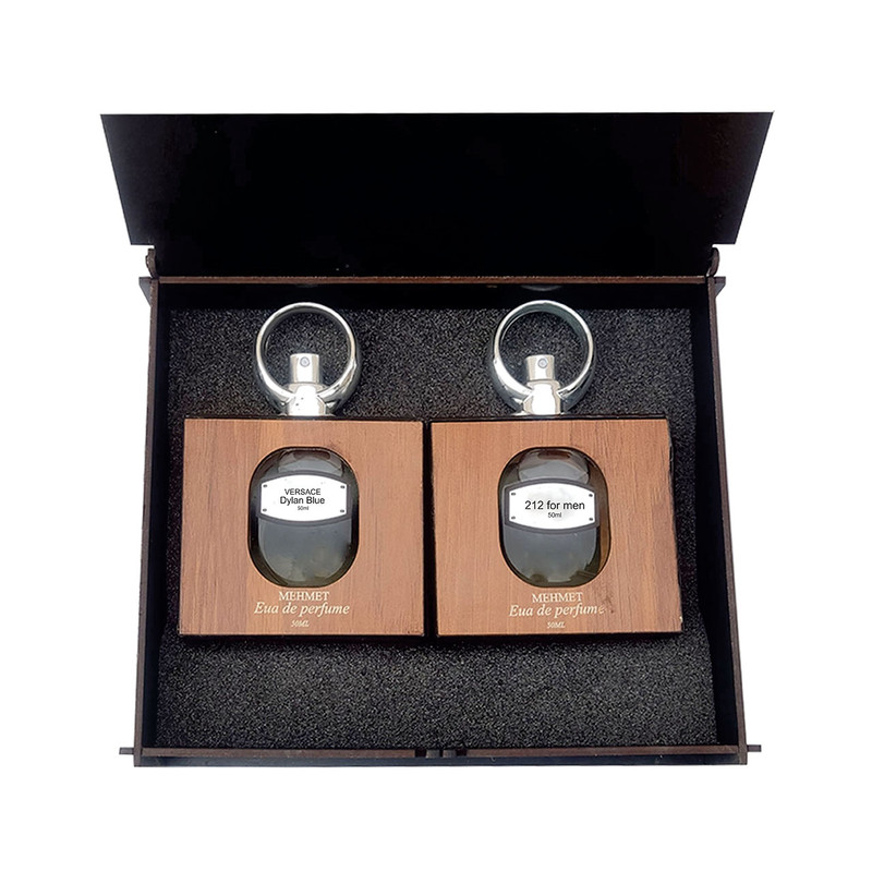 ست ادو پرفیوم مردانه مهمت مدل ورساچه دیلن بلو و 212 وی ای پی حجم 50 میلی لیتر مجموعه دو عددی