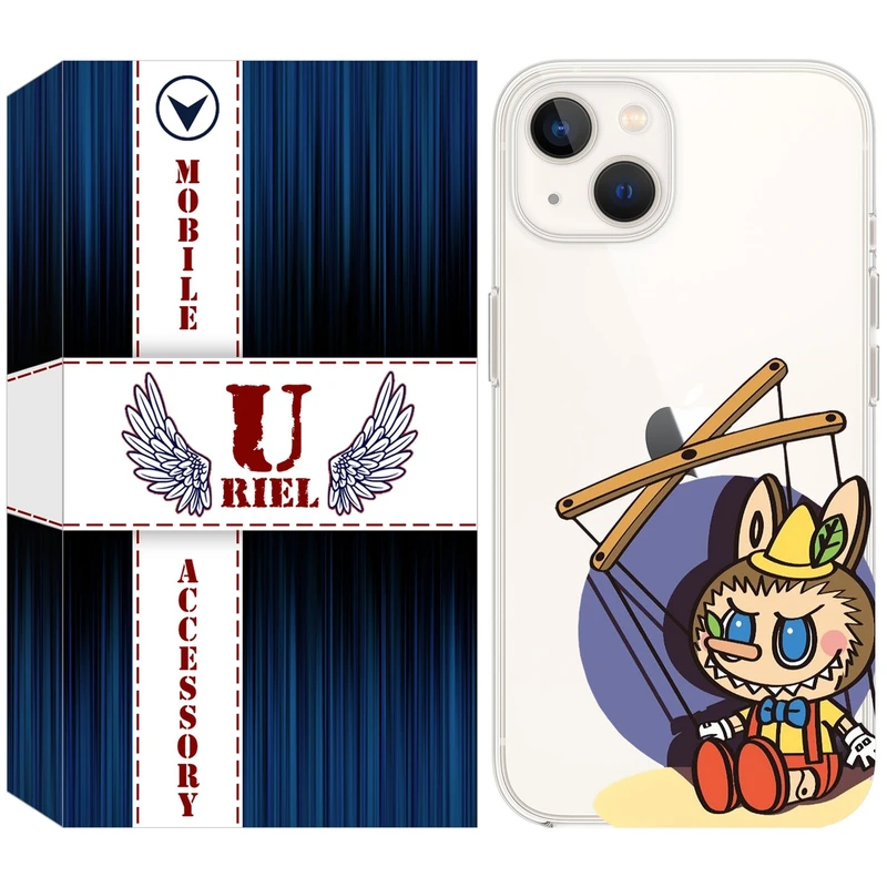 کاور یوریل مدل Clear کد 108 طرح لبوبو Labubu مناسب برای گوشی موبایل اپل iPhone 13 mini