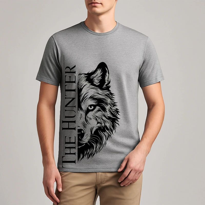 تی‌شرت آستین کوتاه مردانه مدل گرگ کد V358