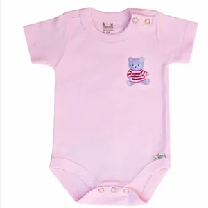 بادی آستین کوتاه نوزادی آدمک مدل خرس رنگ صورتی