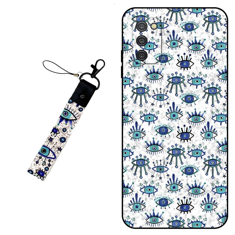کاور مگافون طرح چشم نظر مدل 6464 مناسب برای گوشی موبایل سامسونگ Galaxy A03S به همراه بند مچی 
