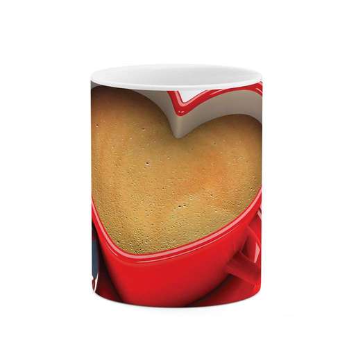 ماگ طرح قهوه در فنجان قلبی مدل mgs07100