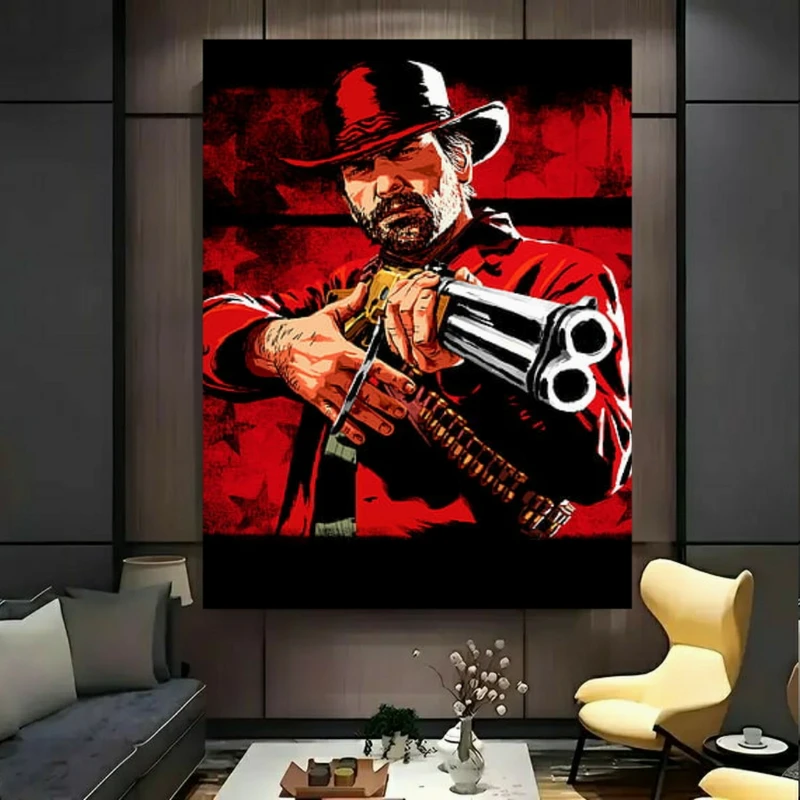 تابلو بوم طرح مخمل آرتور مورگان مدل رد دد ردمپشن کد GR1884