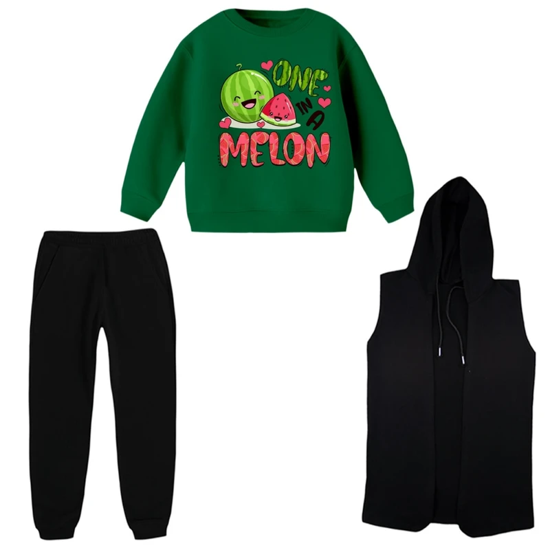 ست 3 تکه لباس راحتی بچگانه مدل یلدایی کد 009