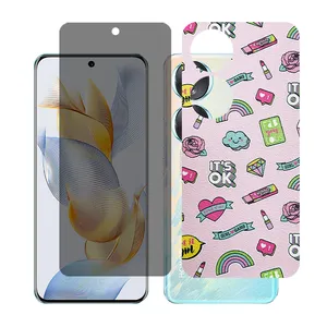 Glass together model privacy screen protector suitable for Honor 70 mobile phone with back cover sticker