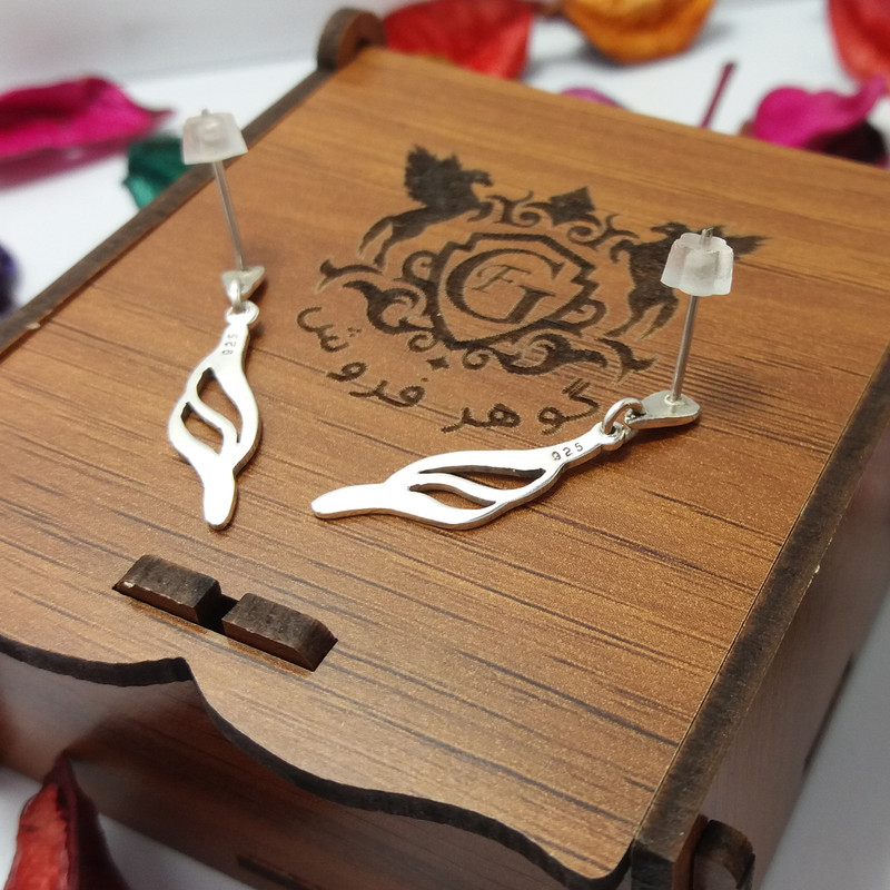 گوشواره نقره زنانه مدل مشعل