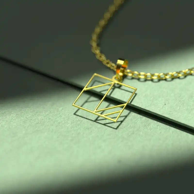 گردنبند طلا 18 عیار زنانه مدوپد مدل مربع کد F3-1-1063