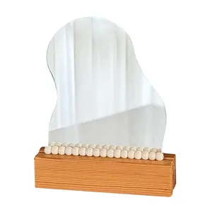 آینه پایه چوبی مدل دفرمه مهره دار