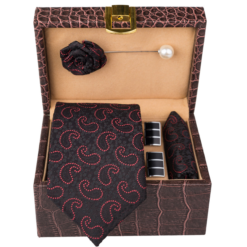 ست کراوات و دستمال جیب و دکمه سردست و گل کت مردانه جیان فرانکو روسی مدل GF-PA2316RE-BOX