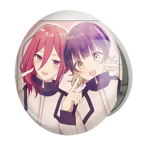 آینه جیبی خندالو طرح هیوما و مگورو انیمه بلو لاک Blue Lock مدل تاشو کد 24385 