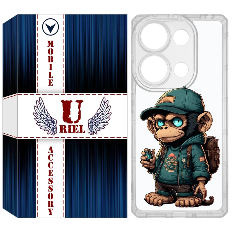 کاور یوریل مدل Clear کد 36 طرح میمون مناسب برای گوشی موبایل شیائومی Redmi Note 14S / Note 13 Pro 4G / Poco M6 Pro 4G