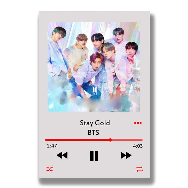 تابلو شاسی مدل موزیک آرت طرح BTS STAY GOLD کد MP3_4