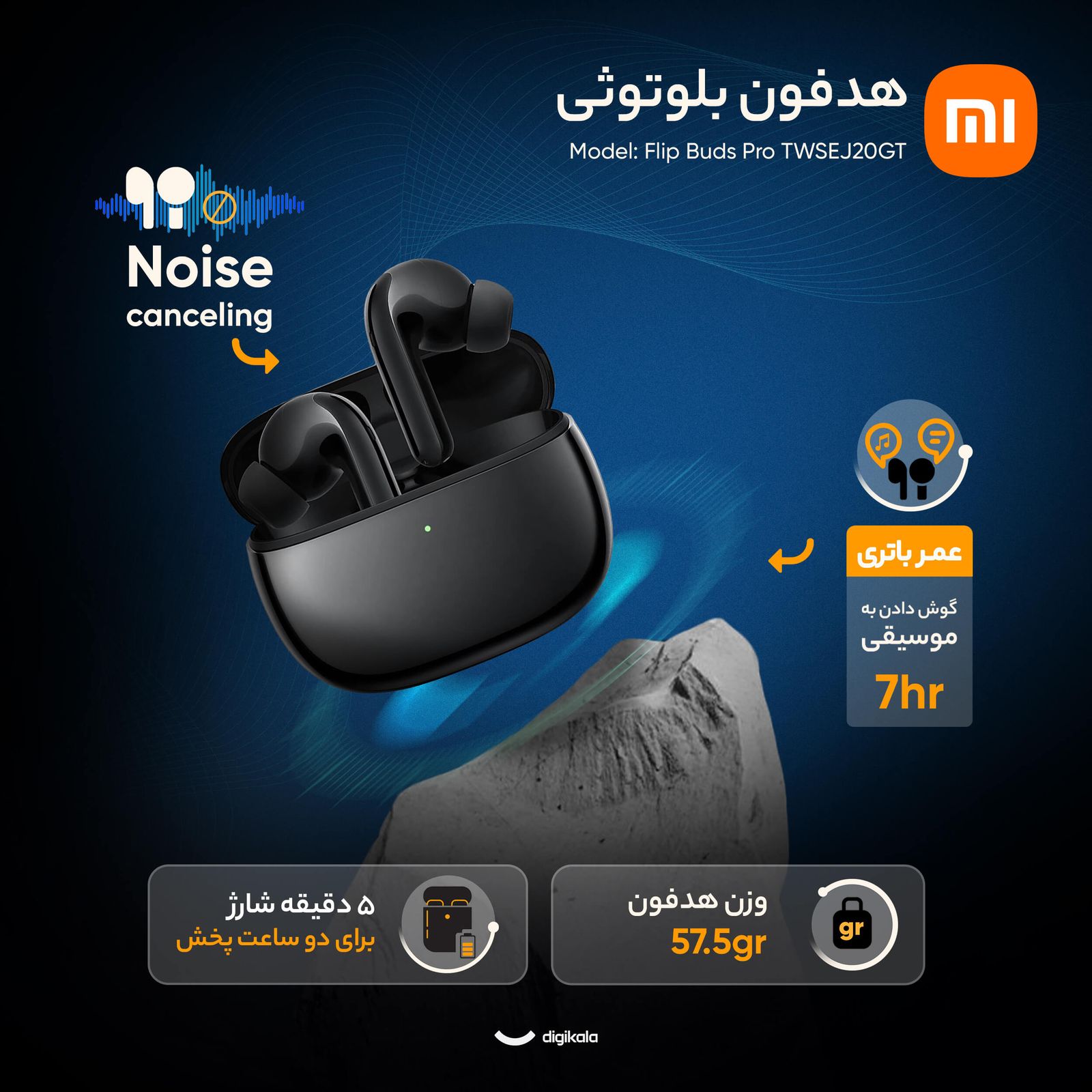هدفون بلوتوثی شیائومی مدل Flip Buds Pro TWSEJ20GT -  - 11
