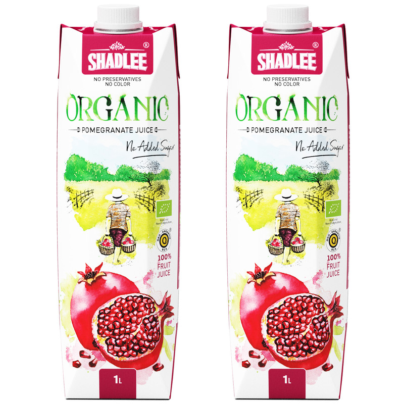  آب انار ارگانیک شادلی - 1 لیتر بسته 2 عددی