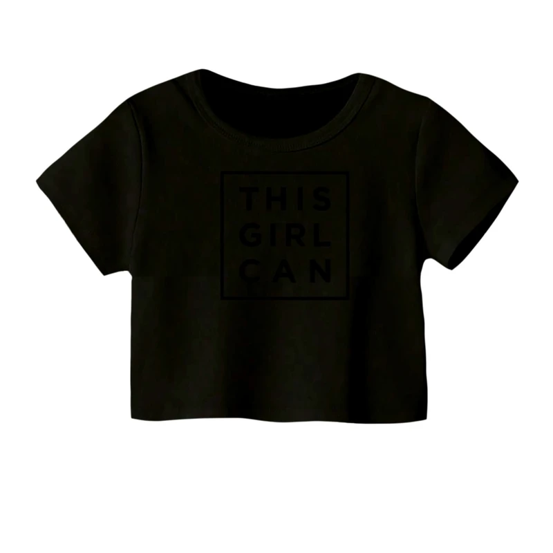 کراپ‌ تی‌شرت آستین کوتاه زنانه مدل گرل کن