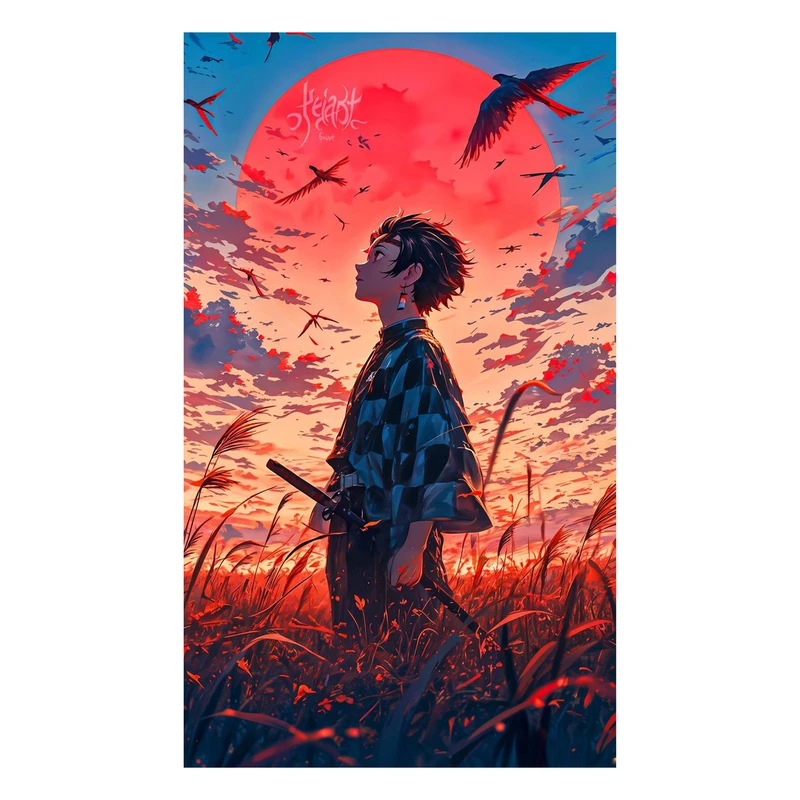 استیکر لپ تاپ و موبایل مدل انیمه طرح شیطان کش کامادو تانجیرو demon slayer kamado tanjiro کد 280