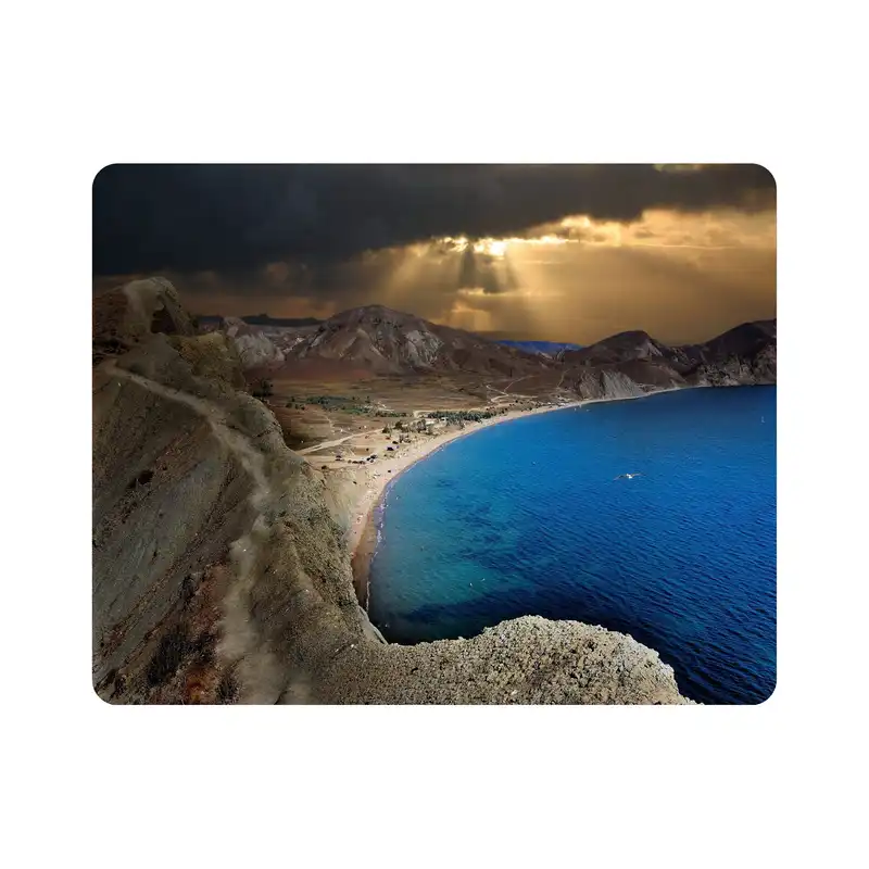 ماوس پد اطلس آبی طرح دریا و کوه و غروب آفتاب مدل T7227