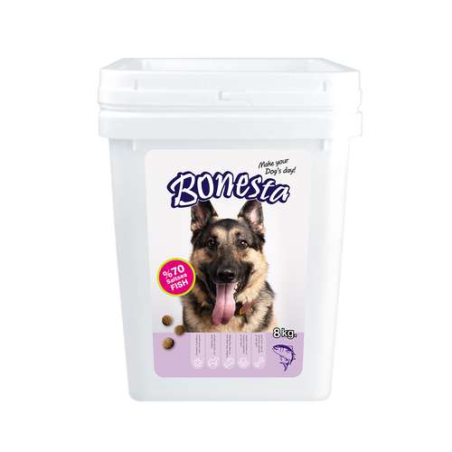 غذای خشک سگ بونستا مدل ماهی دریایی 28 درصد پروتئین وزن 8000 گرم