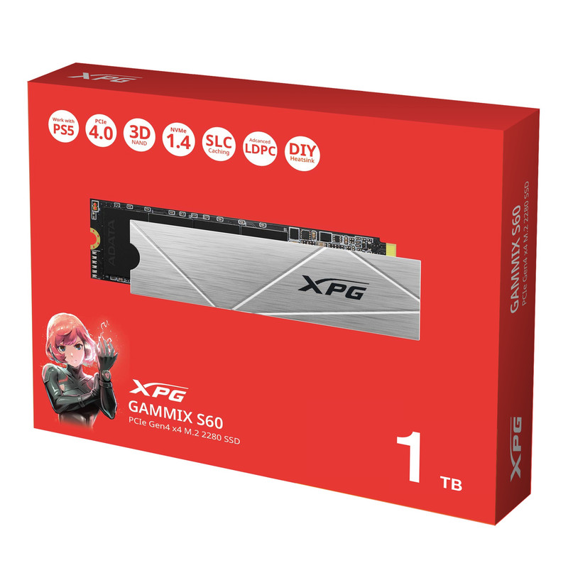 اس اس دی اینترنال ای دیتا ایکس پی جی مدل GAMMIX S60 PCIe Gen4 x4 M.2 2280 ظرفیت یک ترابایت