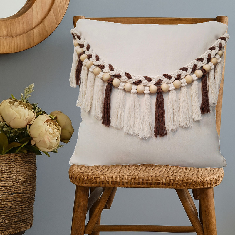 کاور کوسن مدل مکرومه شادی سایز 42*42 سانتی متر