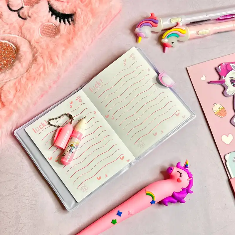 دفتر یادداشت طرح یونیکورن به همراه خودکار