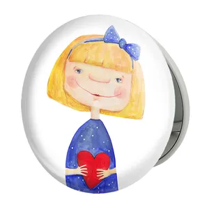 آینه جیبی خندالو طرح دخترونه مدل تاشو کد 6106 