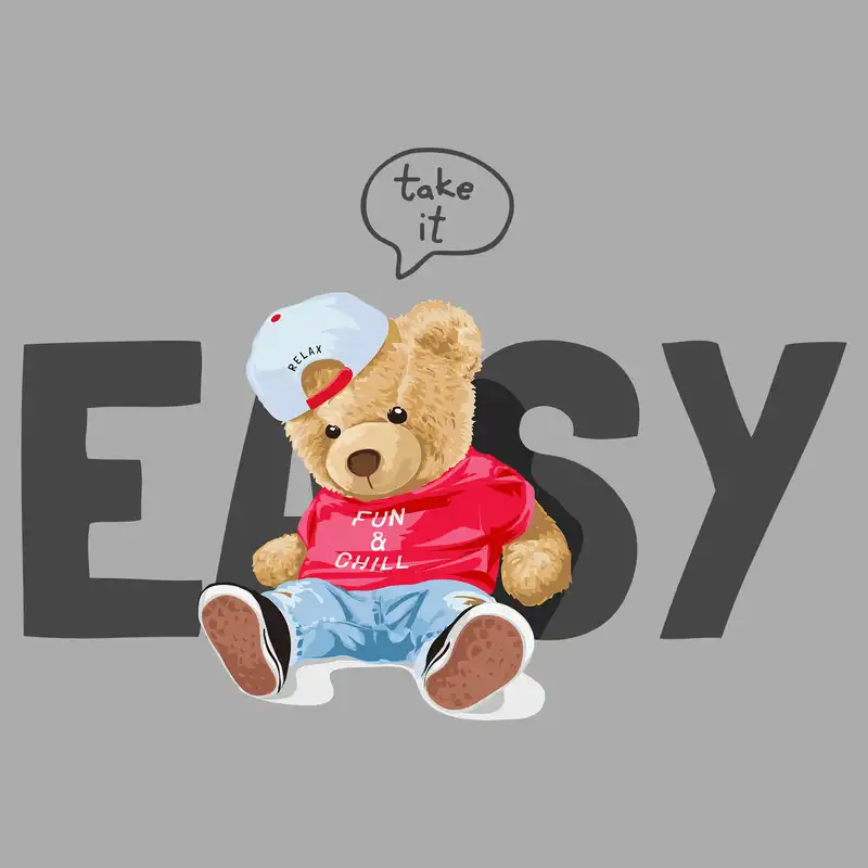 استیکر پارچه و لباس مدل dtf طرح تدی کد H20.145 مجموعه 3 عددی