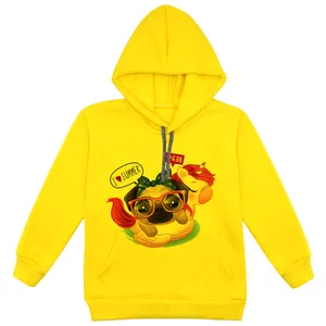 هودی دخترانه مدل سگ و تک شاخ F105 رنگ زرد