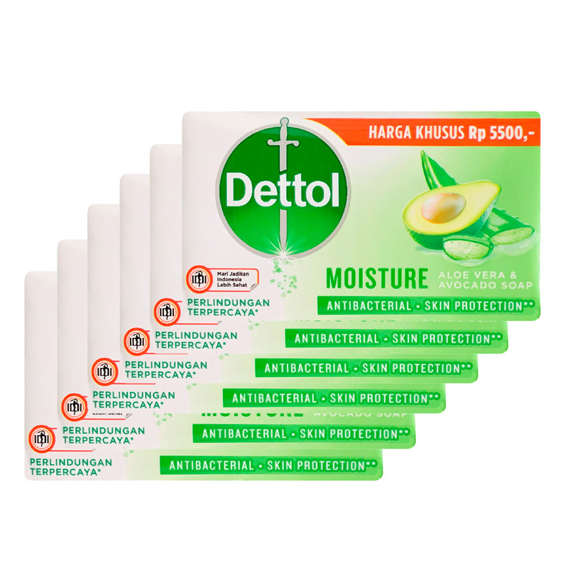 صابون ضد باکتری دتول مدل MOISTURE وزن 100 گرم بسته 6 عددی