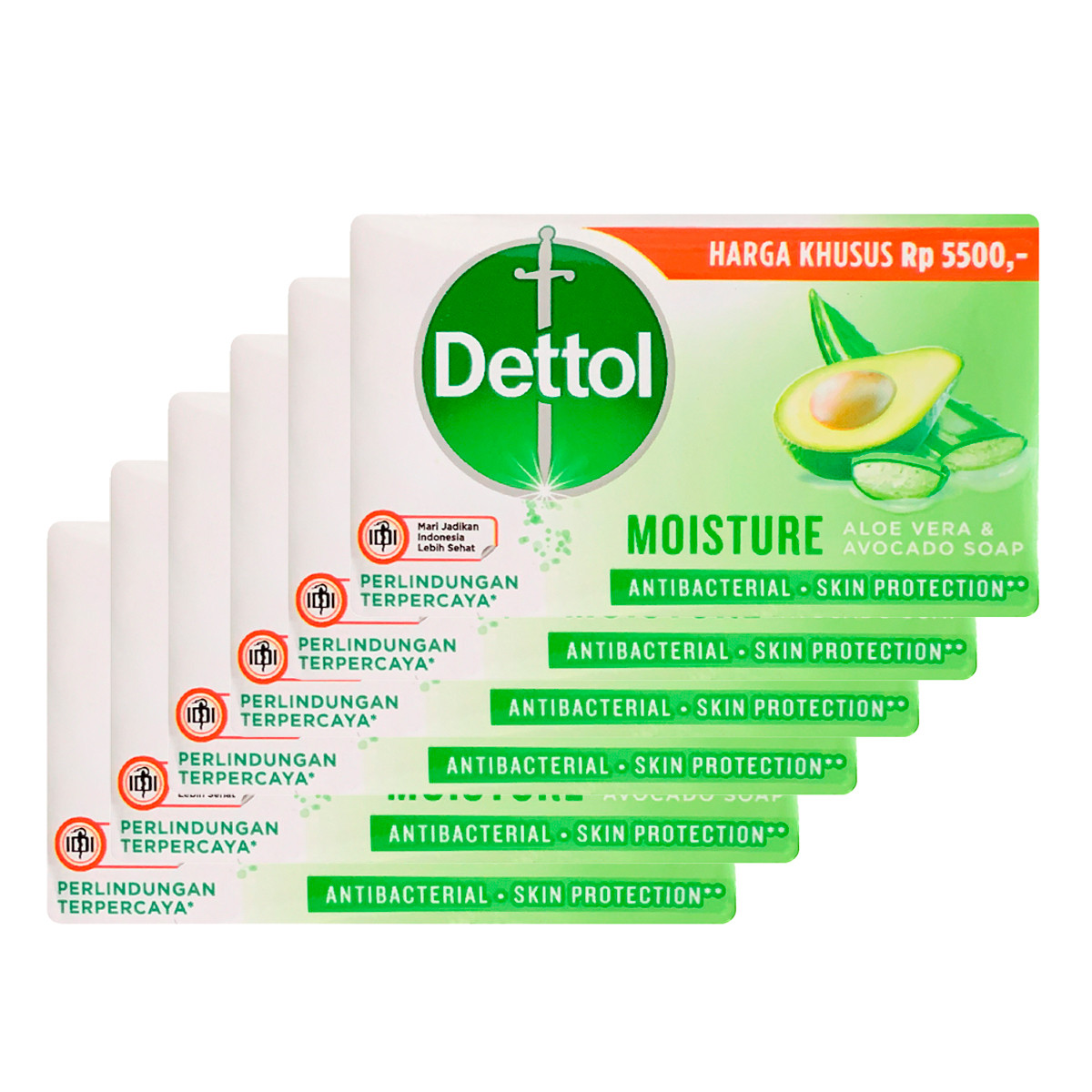 صابون ضد باکتری دتول مدل MOISTURE وزن 100 گرم بسته 6 عددی