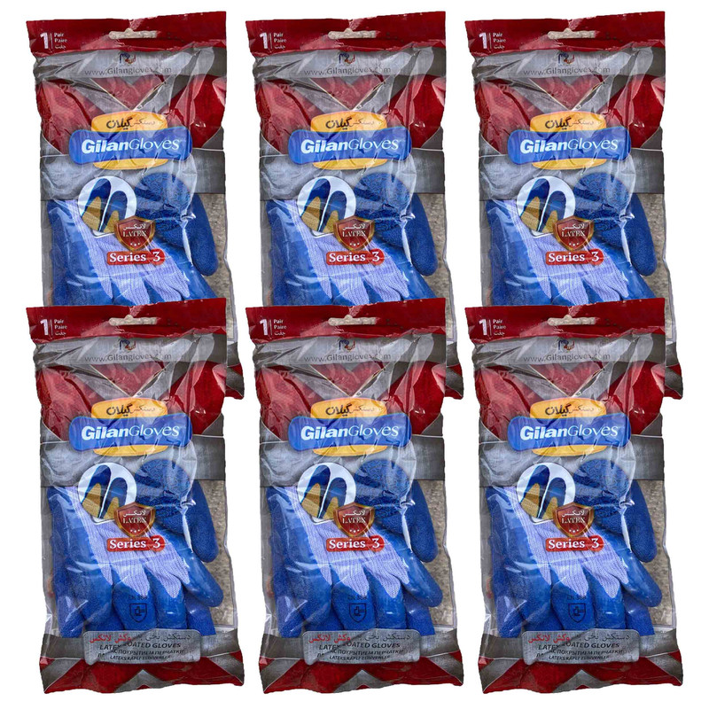 دستکش ایمنی دستکش گیلان مدل ضد برش ضخیم کد S3-L مجموعه 6 عددی