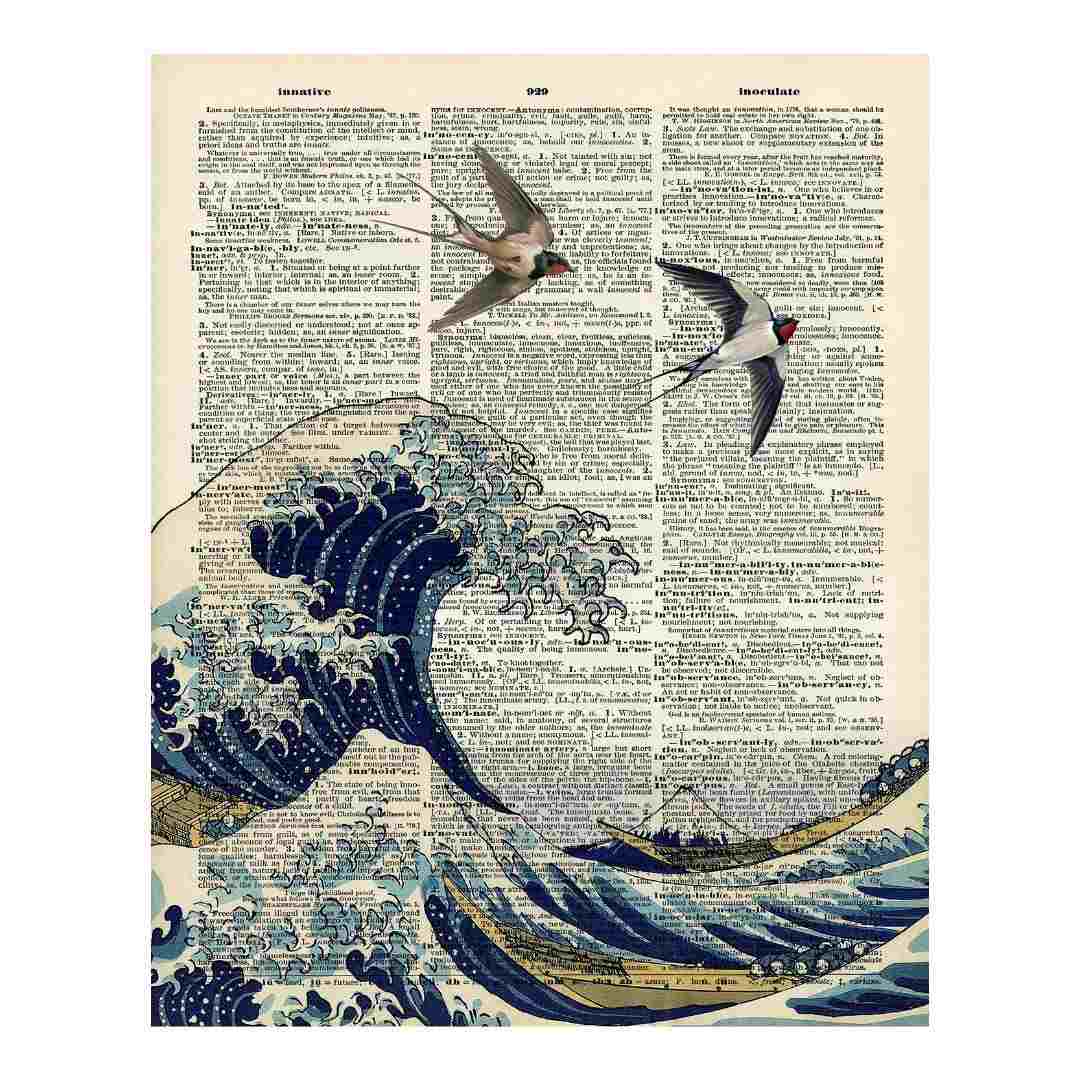 پوستر مدل موج و پرندگان