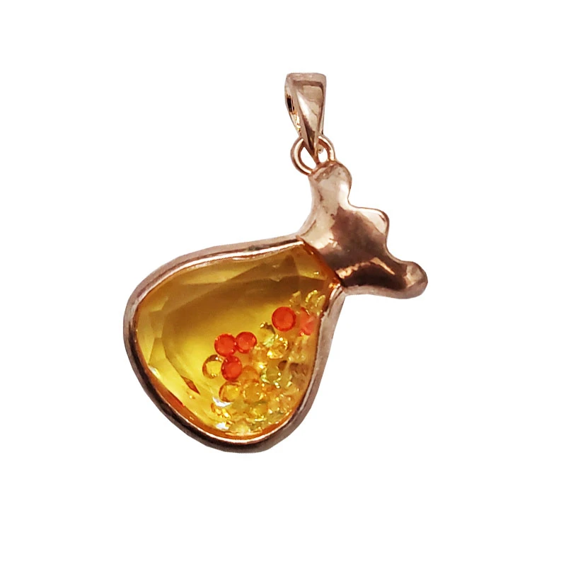 آویز گردنبند زنانه مدل انار کریستال دار کد 228