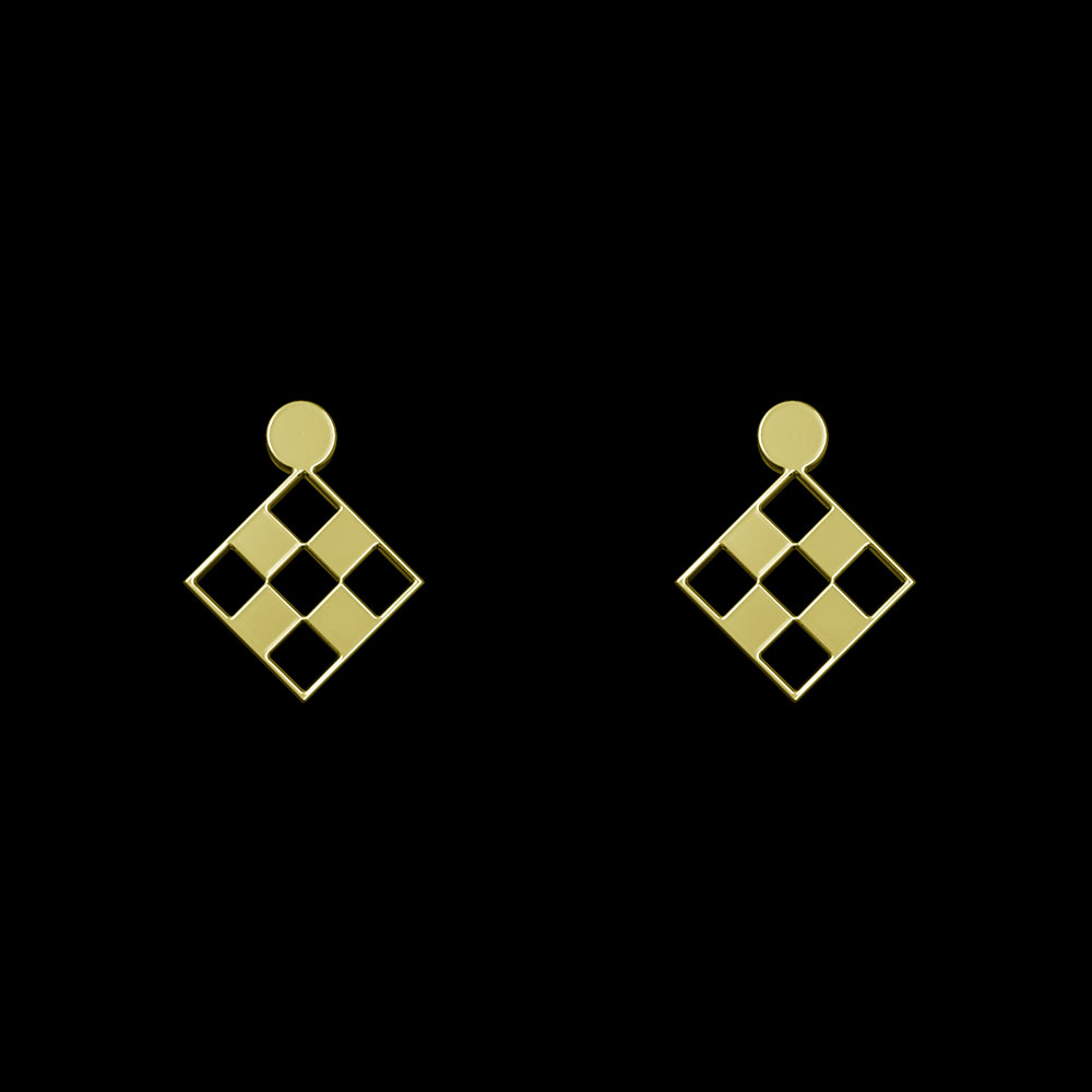 گوشواره طلا 18 عیار زنانه مدوپد مدل هندسی کد GA1-14899