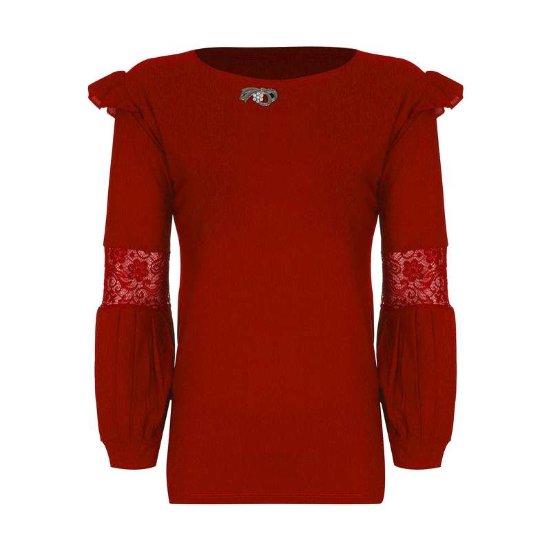بلوز زنانه مدل آستین چین  کد 522 رنگ قرمز