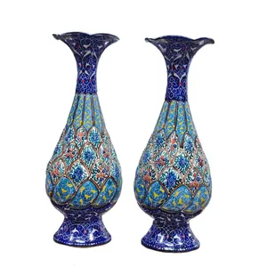 گلدان میناکاری مسی میناسرای نیکنامی کد 2001 بسته 2 عددی