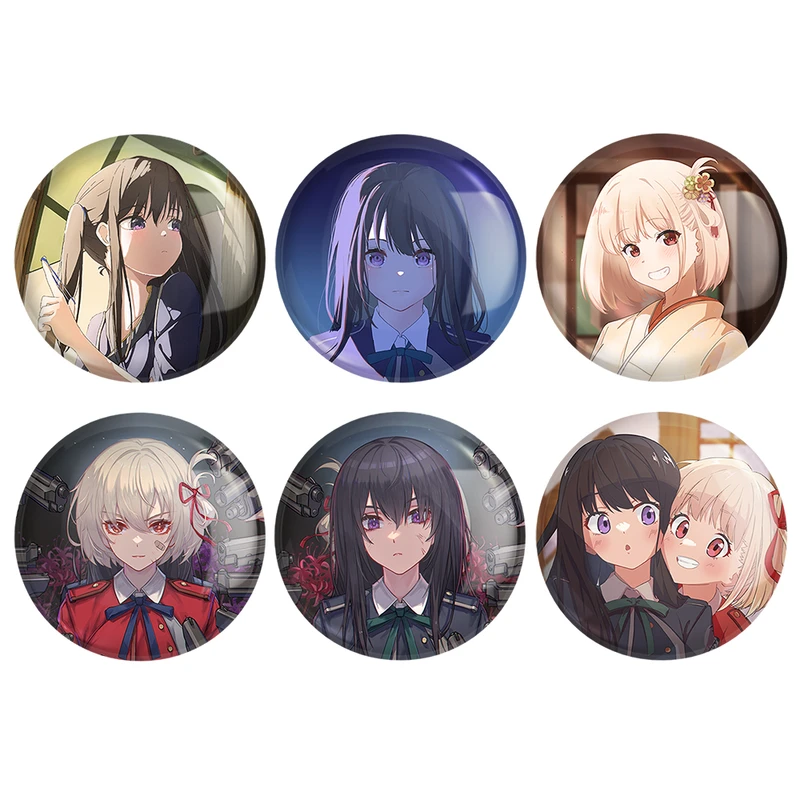 مگنت خندالو طرح انیمه لیکوریس ریکویل Lycoris Recoil کد 1415B مجموعه 6 عددی