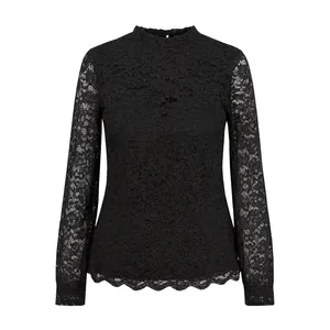 بلوز آستین بلند یقه ایستاده زنانه مدل گیپور آستردار