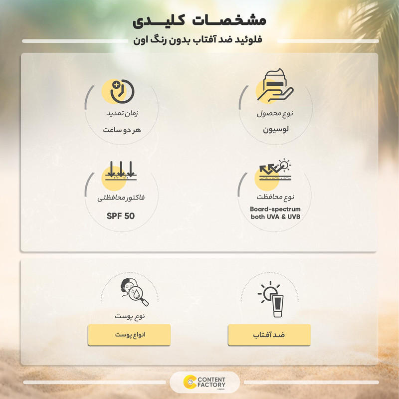 فلوئید ضد آفتاب بدون رنگ اون +SPF 50 مدل Ultra Light ‌مناسب انواع پوست حجم 50 میلی‌لیتر