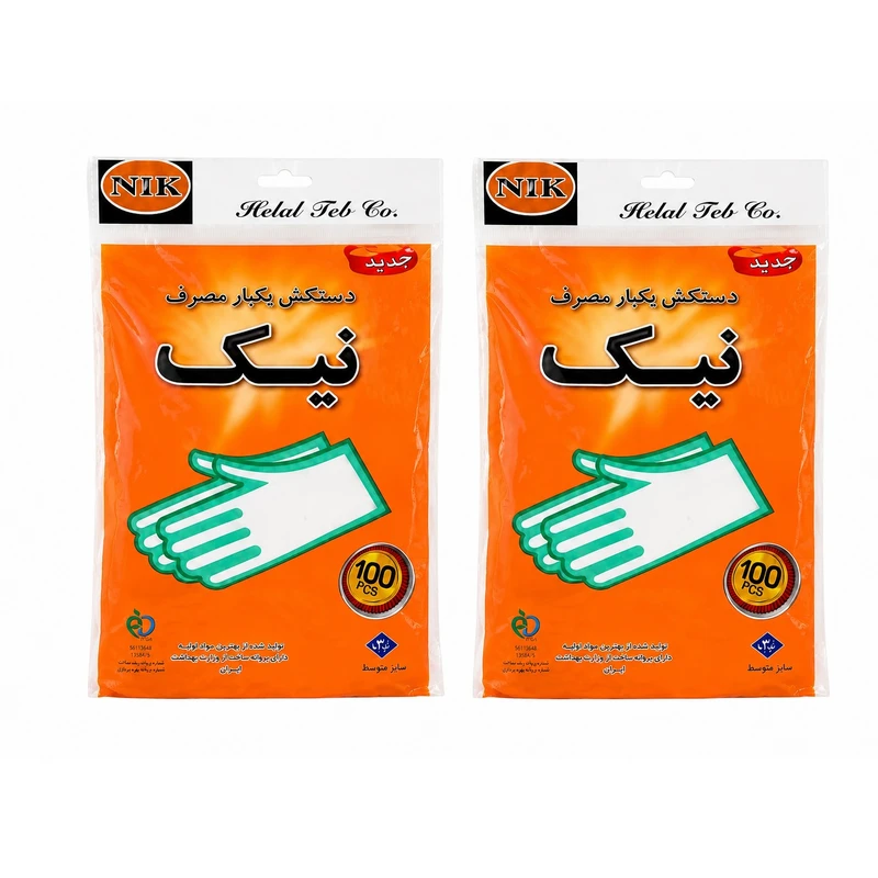 دستکش یکبار مصرف نیک مدل 02 بسته 100 عددی