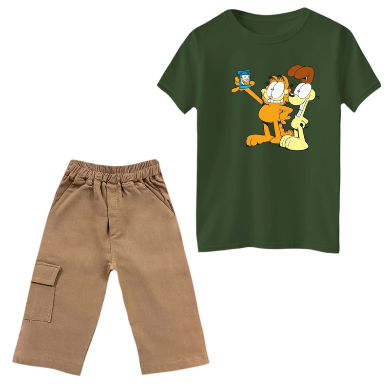 ست تی‌شرت و شلوارک پسرانه مدل گارفیلد کد 7