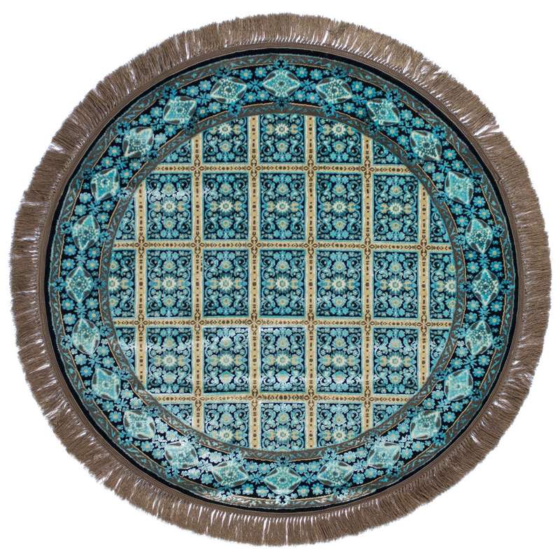 فرش ماشینی عرش طرح بیژن دایره زمینه مشکی